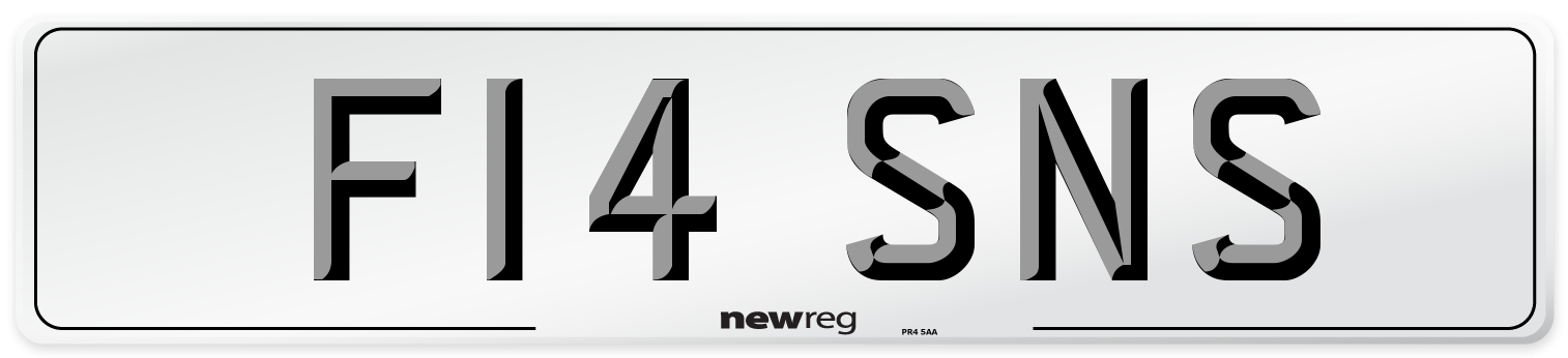 F14 SNS Number Plate from New Reg